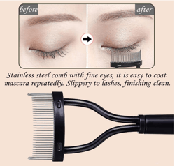 KINGMAS Eyelash Comb Separator: Mascara Applicator with Cover, Eye Lash Definer, Arc Designed Eyelash Comb