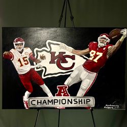 Super bowl NFL Kansas City Chief Acrylic Painting, Patrick Mahomes