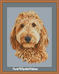 Goldendoodle portrait cross stitch pdf pattern