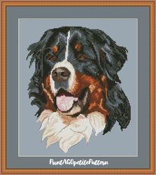 Bernese mountain dog portrait cross stitch pdf pattern