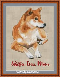 Shiba Inu mom cross stitch pdf pattern