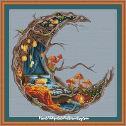 Fairy tale tree bedroom cross stitch pdf pattern