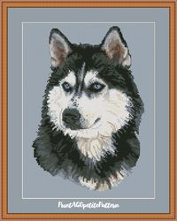 Husky portrait cross stitch pdf pattern