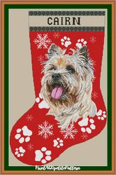 Cairn terrier Christmas stocking cross stitch pdf pattern