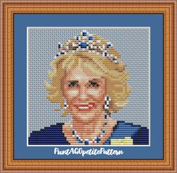 Queen Camilla mini cross stitch pdf pattern
