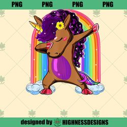 Funny Dabbing Afro Unicorn Cute Rainbow Adorable Gift PNG Download