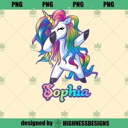 SOPHIA Name Personalized Custom Rainbow Unicorn Dabbing PNG Download