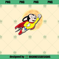 Superhero Cartoon Mouse for Mighty Humans Flies Past Moon PNG Download