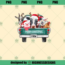 Christmas Farm Animals Truck Santa Hat Family Pajamas Xmas Highness Design PNG Download