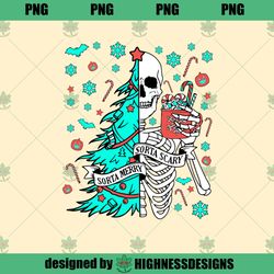 Sorta Merry Sorta Scary Funny Christmas Skeleton Tree Highness Design PNG Download