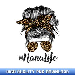 nana life hair bandana glasses leopard print mother's day - boutique sublimation download collection