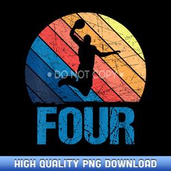 Kids 4th Birthday Retro Basketball 4 Years Old Boy Girl - Boutique Sublimation Download Collection