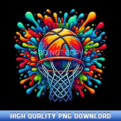 colorful basketball tie dye color splash hoop net slam dunk - limited edition sublimation png downloads