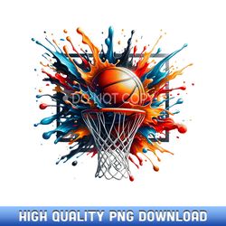 colorful basketball tie dye color splash hoop net slam dunk - bespoke sublimation digital files