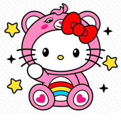 Hello Kitty Svg, Hello Kitty Care Bear Svg, Hello Kitty Rainbow, Hello Kitty Svg Cricut, Rainbow Hello Kitty