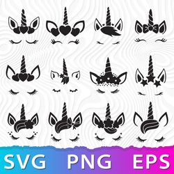 Unicorn Face Bundle SVG, Powerpuff Cricut file, Powerpuff Cut files, Powerpuff Digital download