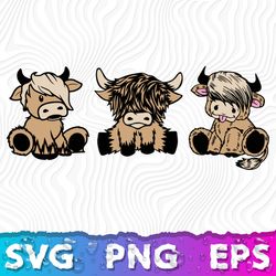 Highland Cow SVG, Silhouette Highland Cow SVG, Simple Highland Cow SVG, Baby Cow SVG !