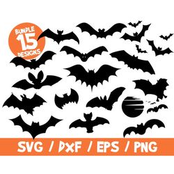 Bats svg bundle halloween decor vector cricut png cut file silhouette clipart
