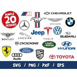 Cars brand logo bundle svg cricut silhouette cut file tesla vector jeep ferrari dodge bmw audi