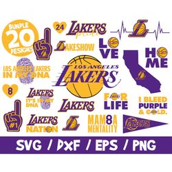 Lakers svg bundle Los Angeles nba team nation shirt cricut basketball mamba mentality