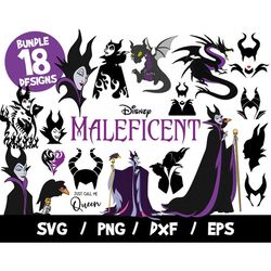 Maleficent svg bundle halloween disney villain clip art vector cricut cut file layered