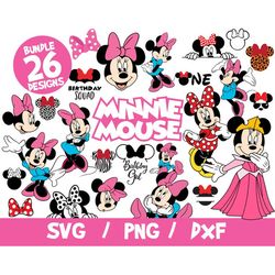 Minnie mouse svg bundle disney cricut silhouette vinyl cut file clipart png
