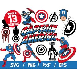 Captain america svg bundle vectors marvel cricut cut file vinyl clipart superhero avengers