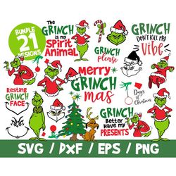 Grinch svg bundle christmas Merry Grinchmas resting Grinch face cricut t-shirt vector cut file
