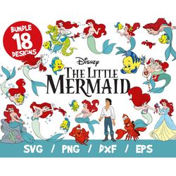The little mermaid svg bundle disney cricut silhouette ariel vector png
