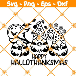 Happy Hallothanksmas SVG, Gnome SVG, Halloween SVG, Christmas Svg, Thanksgiving Svg, File For Cricut