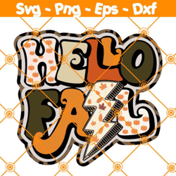 Hello Fall SVG, Fall Svg, Pumpkin Season Svg, Autumn Hello Fall Vibes Svg, Thanksgiving SVG, File For Cricut