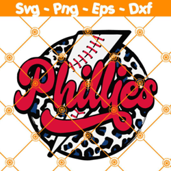 Phillies Baseball Lightning Bolt SVG, Philadelphia Phillies Leopard Print SVG, Phillies Svg, Phillies World Series 2022
