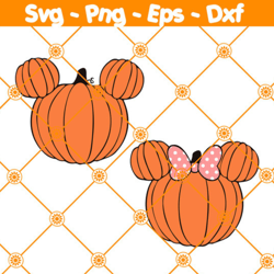 Two Mouse Head Pumpkins Svg, Mouse Head Pumpkins Svg, Disney Thanksgiving Svg, File For Cricut