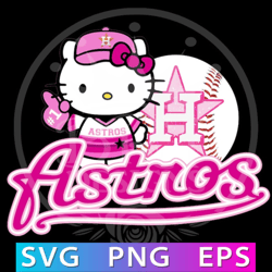 ASTROS - Houston - Pink Kitty - Svg Png Bundle, Mother's Day Digital File, Custom Name Hand Kid Names Svg Png, Gift Best