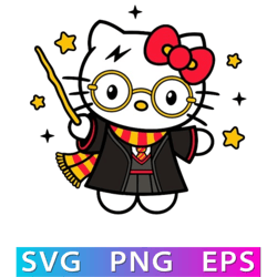 Harry Kitty Svg kawaii potter kitty svg wizard Svg kitys PNG Clipart Silhouette Cute file Cricut Vector Cut file SVG