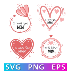 I Love You Mom SVG & PNG Mom Split Frame With i love First Mother's Day, Silhouette Cricut Read Instant Downloady