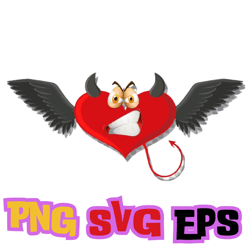 Angry emoji heart heart-shape-devil-with-facial-expression Svg png eps file Buy 2 and get 1 free