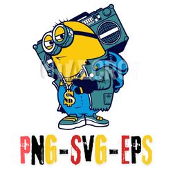 Stylish Minion with DJ Gear and Money Chain - Vector Illustration PNG EPS SVG
