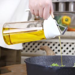 white auto flip olive oil dispenser bottle, oil bottle for cooking, for kitchen 600ml/630ml