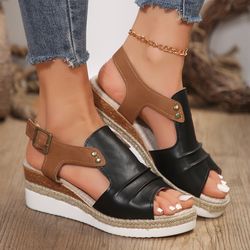 Sandals for Women Summer Dressy Open Toe Ankle, Strap Platform Sandals Casual Strappy Low Wedges