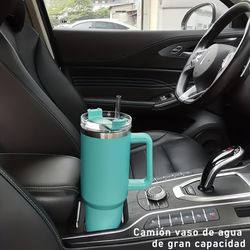 304 Stainless Steel Thermos Cup 40oz with Handle Straw Ice Master Cup, Outdoor Large Capacity Car Cup
