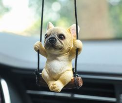 Car Mirror Hanging Accessories, French Fighting Dog car Hanging Ornament Car Interior Accessories