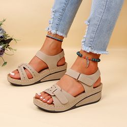 Summer Sport Sandals, Ankle Strap Platform Fish Mouth Sandals Walking Beach Shoes