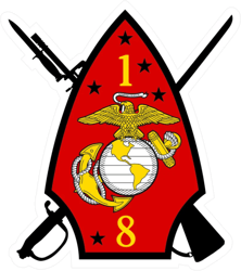 1st Battalion 8th Marine Regiment USMC V2 Sticker Self Adhesive Vinyl Marines Corp - C5042