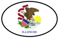 Illinois State Flag Oval Sticker Self Adhesive Vinyl V4 IL - C4702