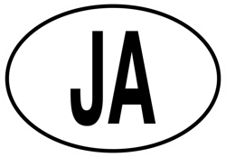 JA Jamaica Country Code Oval Sticker Self Adhesive Vinyl Jamaican euro - C1462