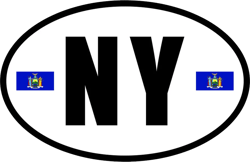 New York State Flag Oval Sticker Self Adhesive Vinyl V3 NY - C4791