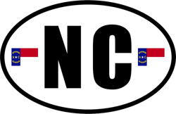 North Carolina State Flag Oval Sticker Self Adhesive Vinyl V3 NC - C4796