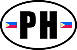 Philippines Oval Sticker Self Adhesive Vinyl FilipinoCountry Code euro PH v5 - C5183