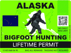 Alaska Bigfoot Hunting Permit Sticker Self Adhesive Vinyl Sasquatch Lifetime - C3272